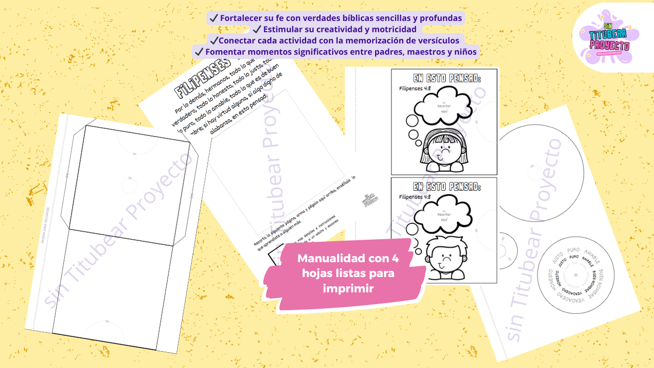 Manualidades Bíblicas para Niños – Filipenses 4:8 (PDF Gratis) - Image 2