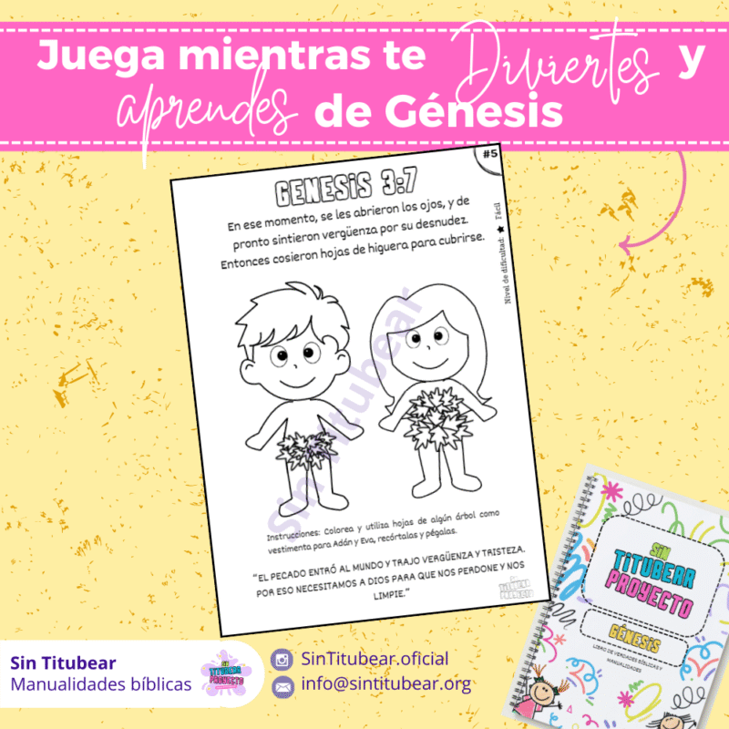 Génesis 3:7 - Manualidad Bíblica para niños (PDF Gratis)